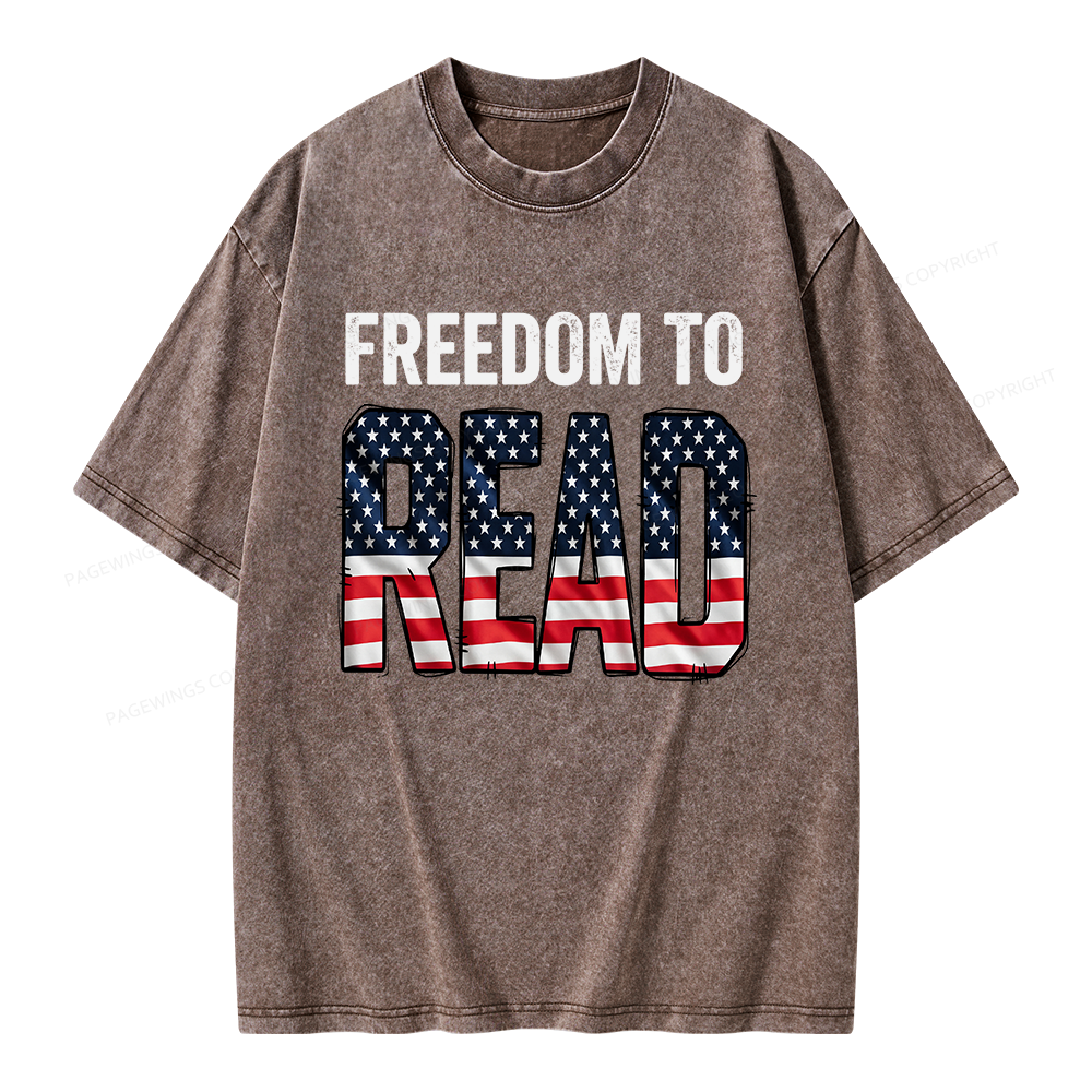 Pagewings Freedom to Read Unisex Washed T-shirt