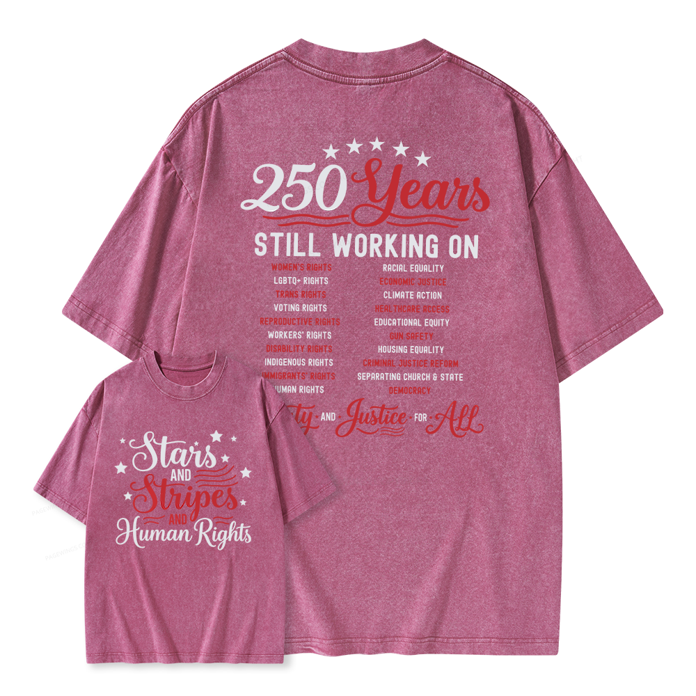 Pagewings Stars and Stripes And Human Rights Unisex Washed T-shirt