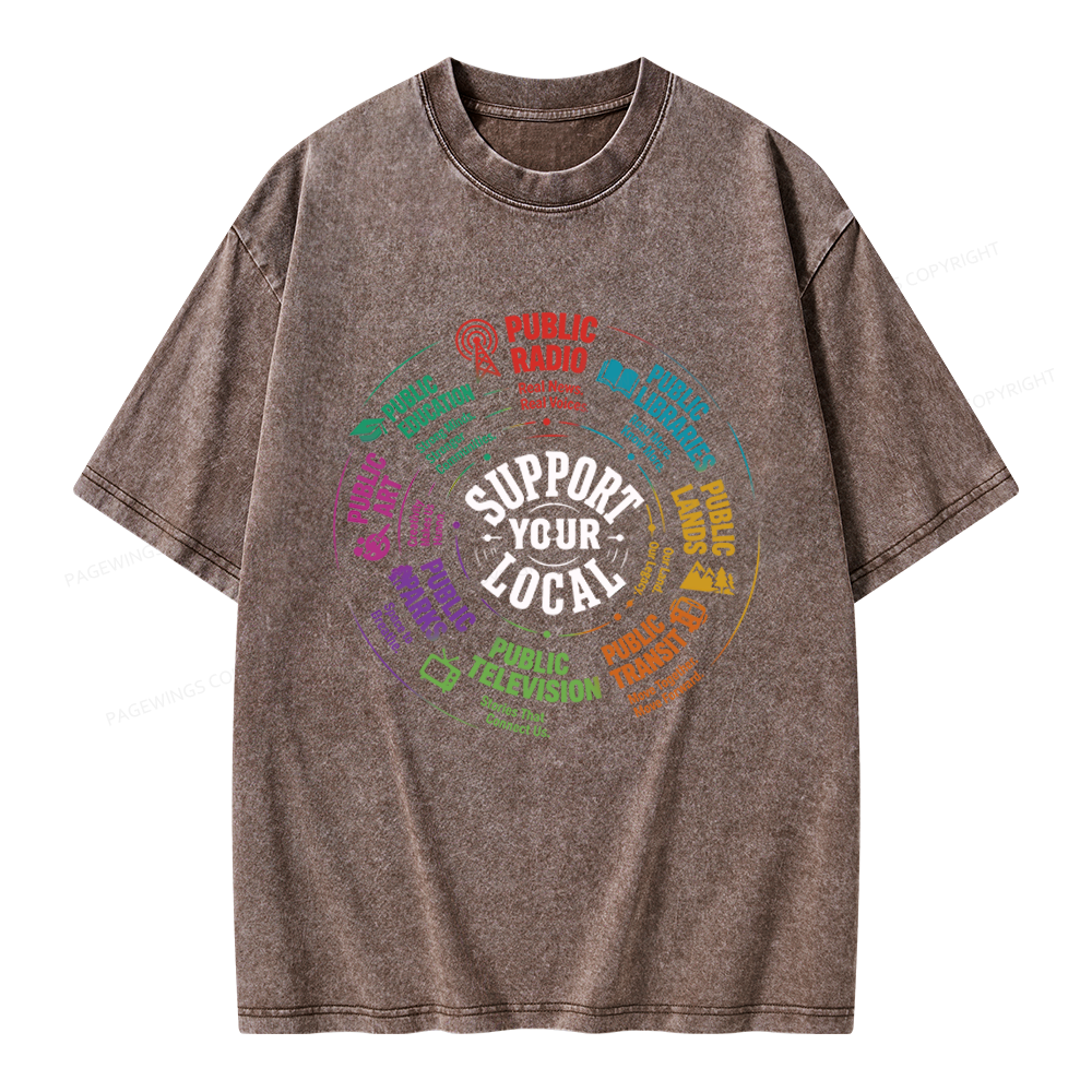 Pagewings Public Libraries Unisex Washed T-shirt