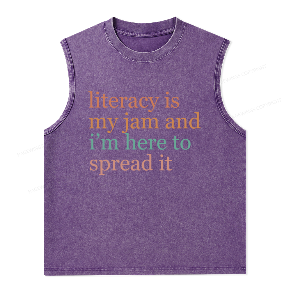 Pagewings Literacy Is My Jam Unisex Washed Tank Top