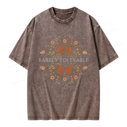Pagewings Barely Tolerable Floral Unisex Washed T-shirt