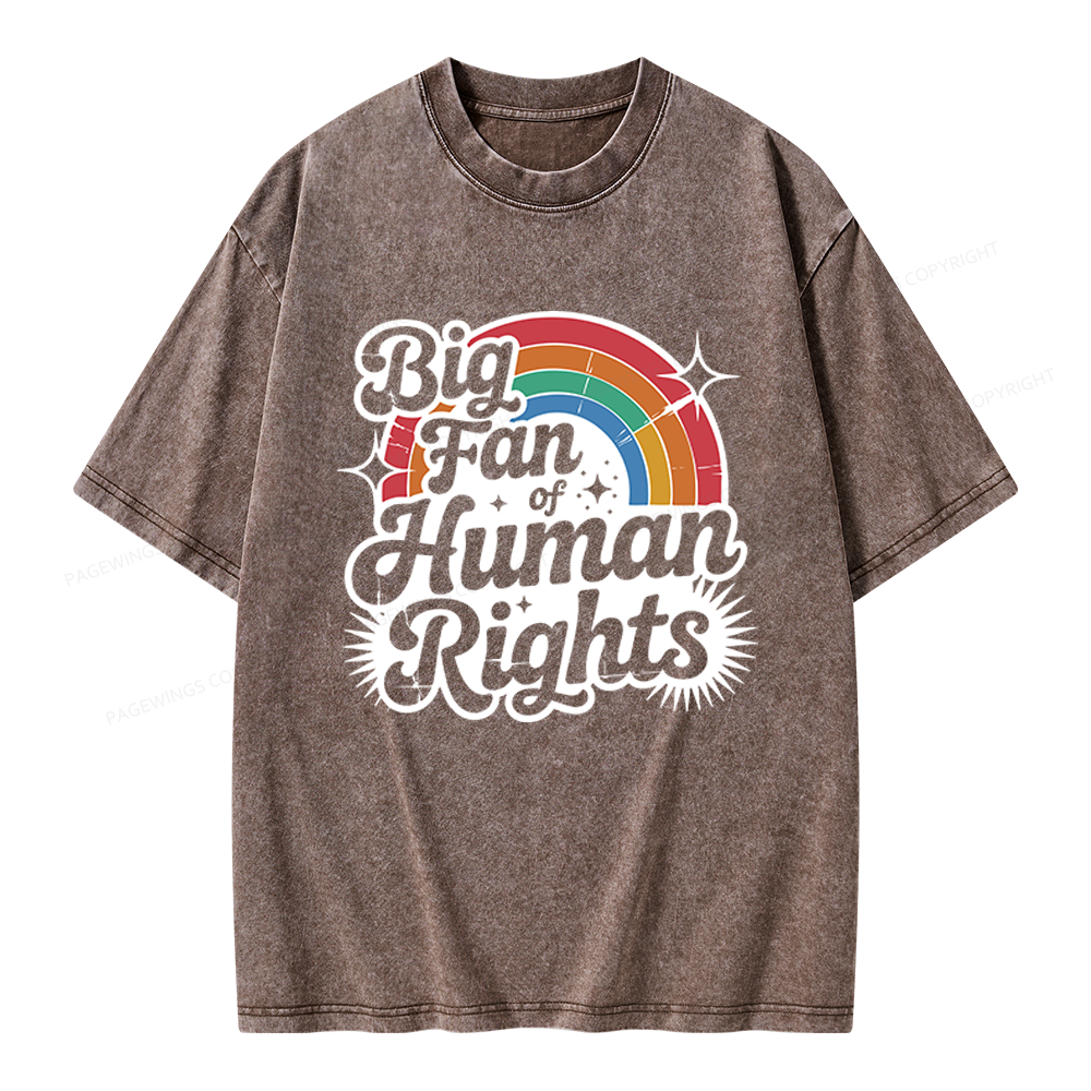 Pagewings Big Fan of Human Rights Unisex Washed T-shirt