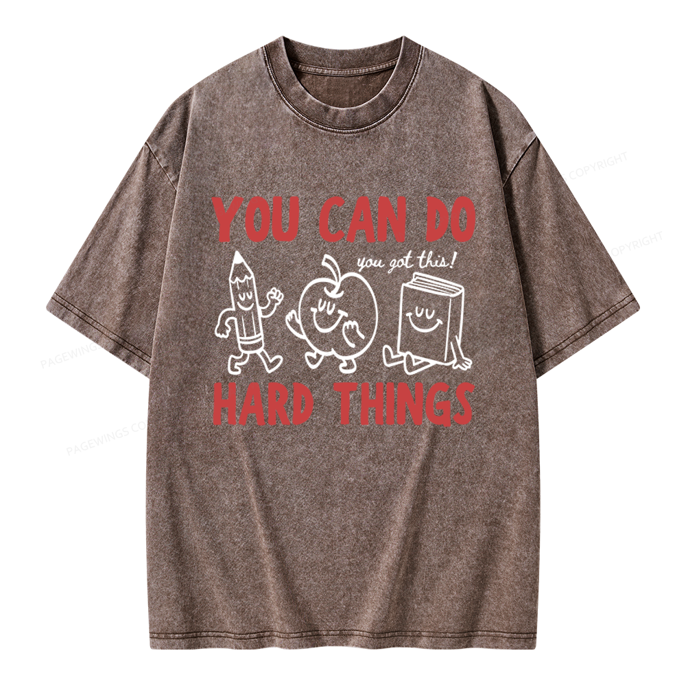 Pagewings You Can Do Hard Things Unisex Washed T-shirt