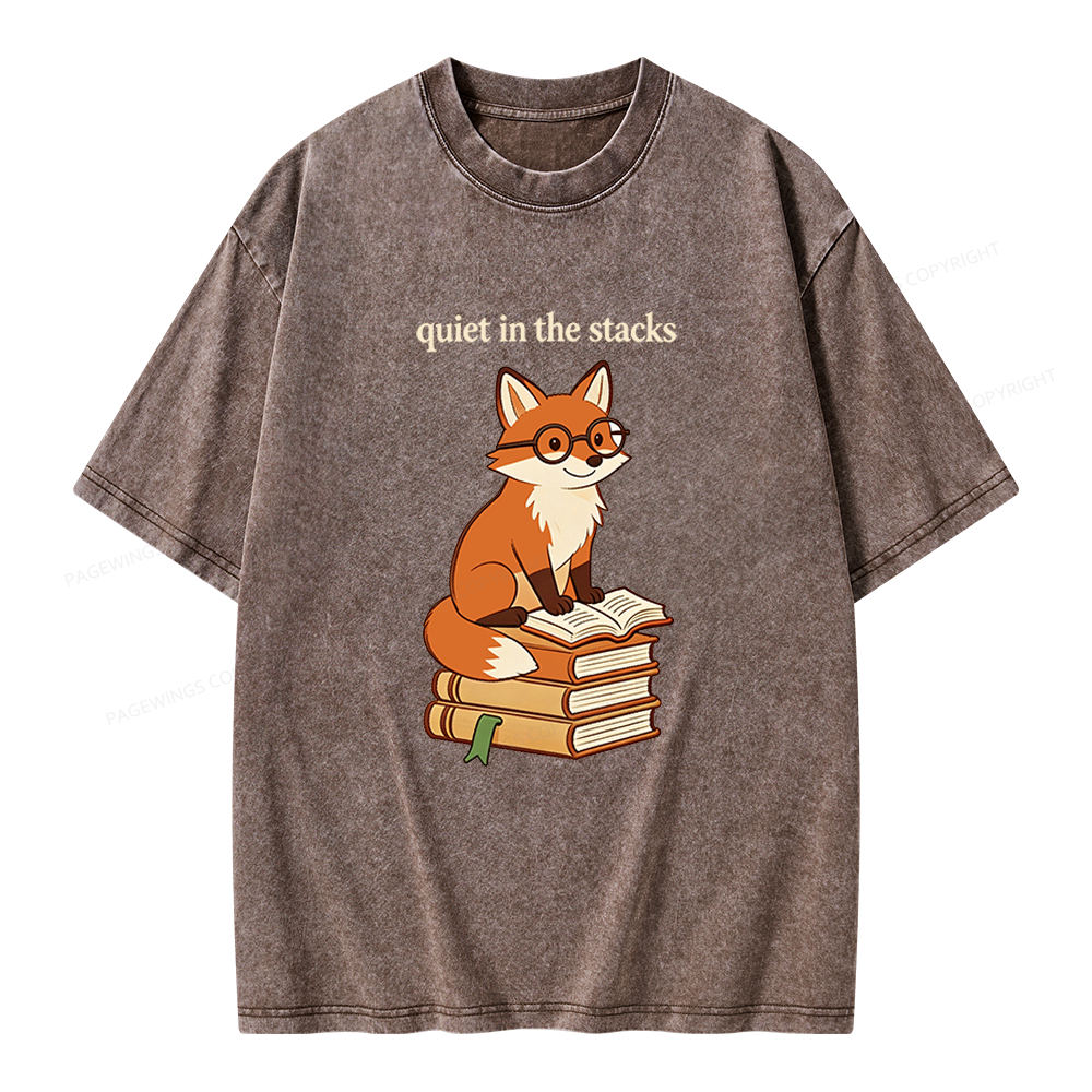 Pagewings Quiet In The Stacks Unisex Washed T-shirt