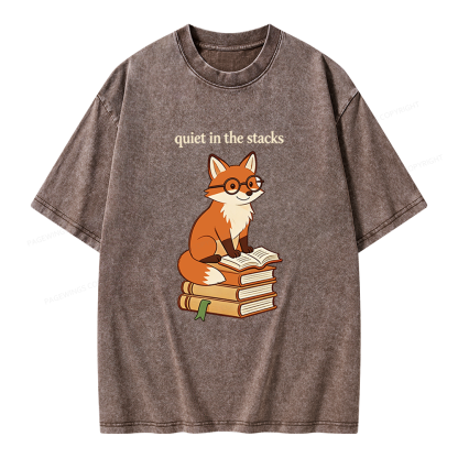 Pagewings Quiet In The Stacks Unisex Washed T-shirt