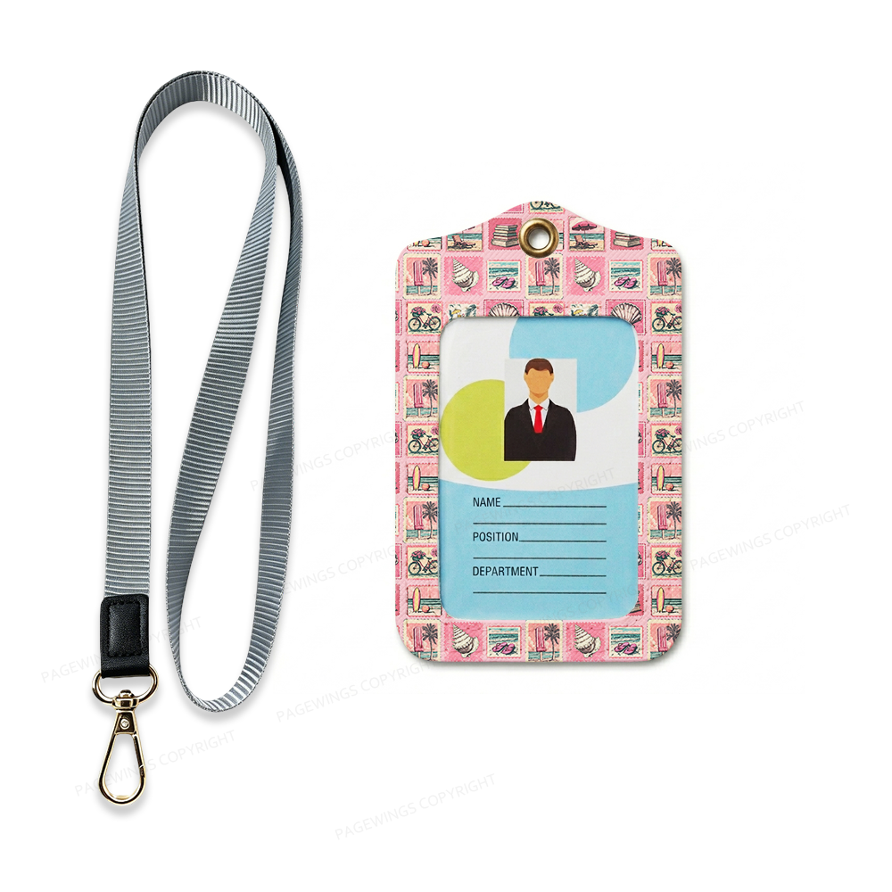 Pagewings Retro Beach Book Lover Leather Badge Holder  