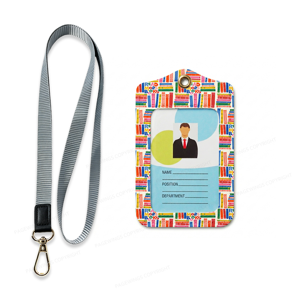 Pagewings Read More Books Leather Badge Holder  