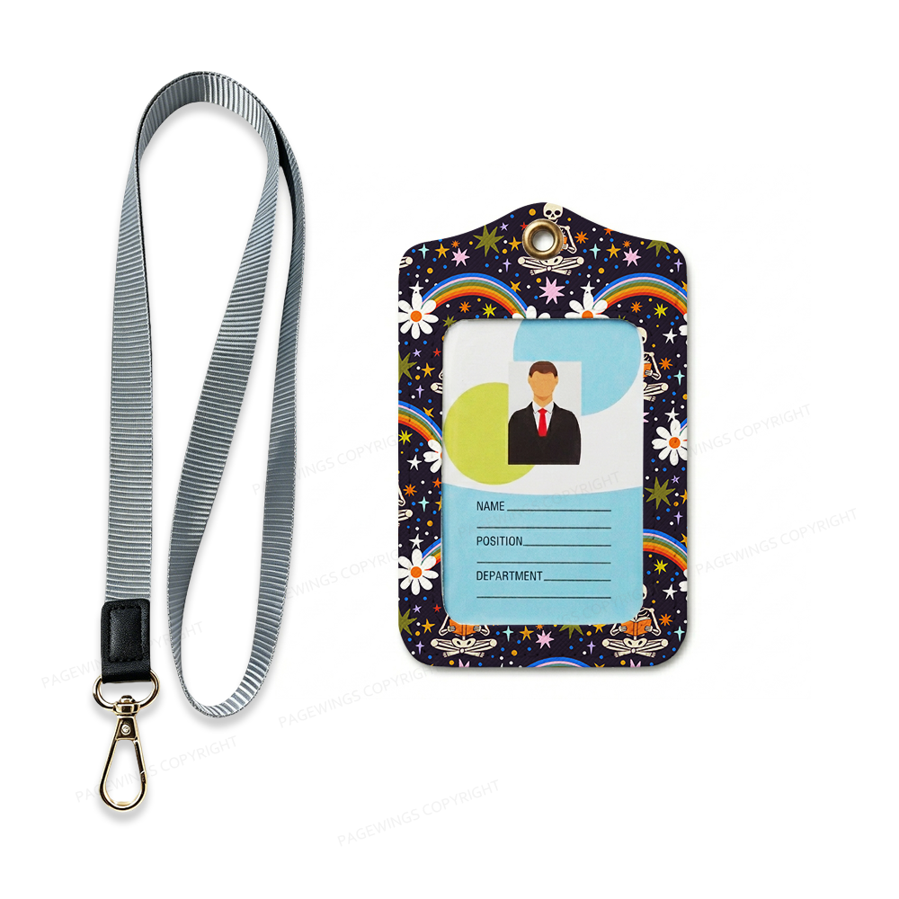 Pagewings Rainbow Skeleton Reading Leather Badge Holder  