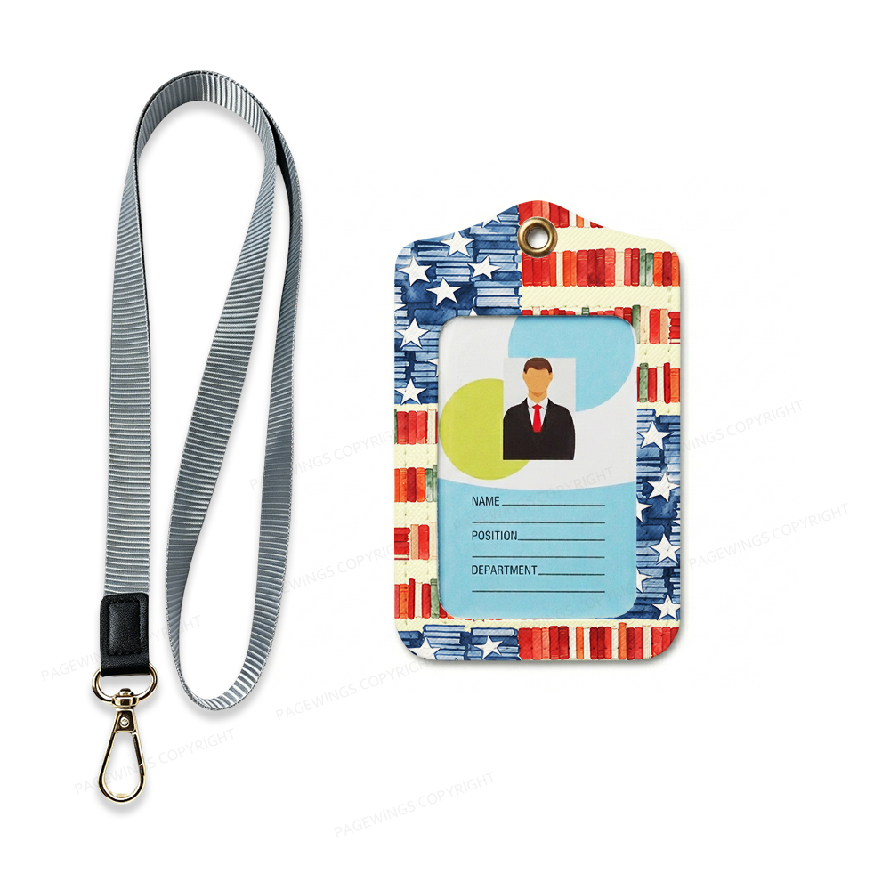 Pagewings Patriotic Nerd Leather Badge Holder  