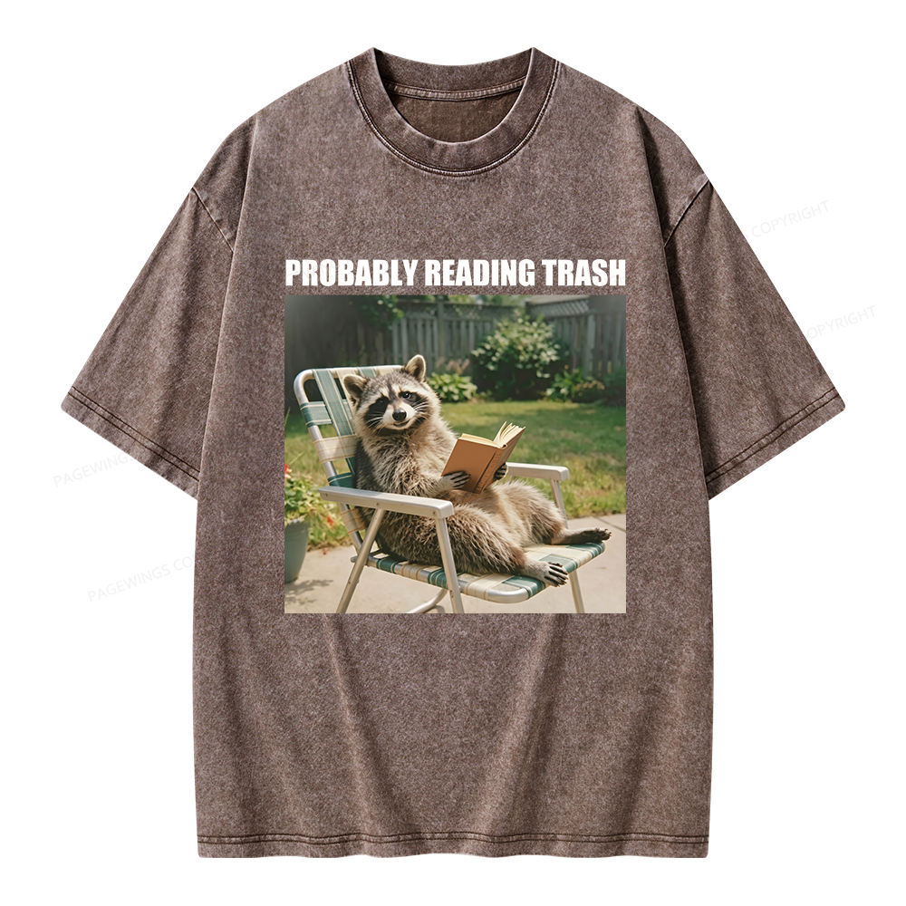 Pagewings Probably Reading Trash Unisex Washed T-shirt
