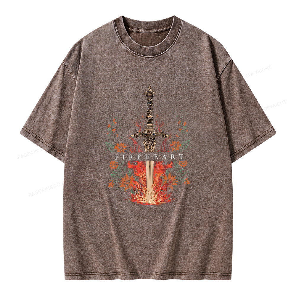 Pagewings Fireheart Unisex Washed T-shirt