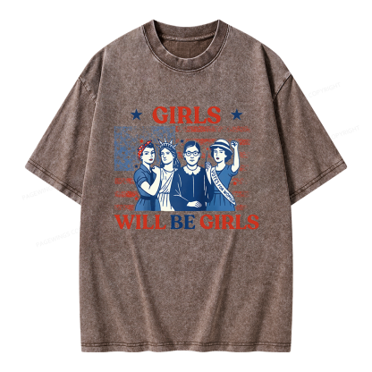 Pagewings Girls Will be Girls Unisex Washed T-shirt