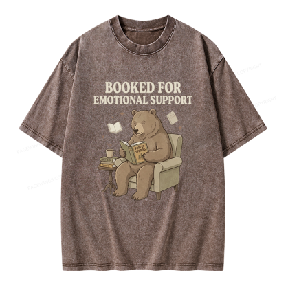 Pagewings Booked For Emotional Support Unisex Washed T-shirt