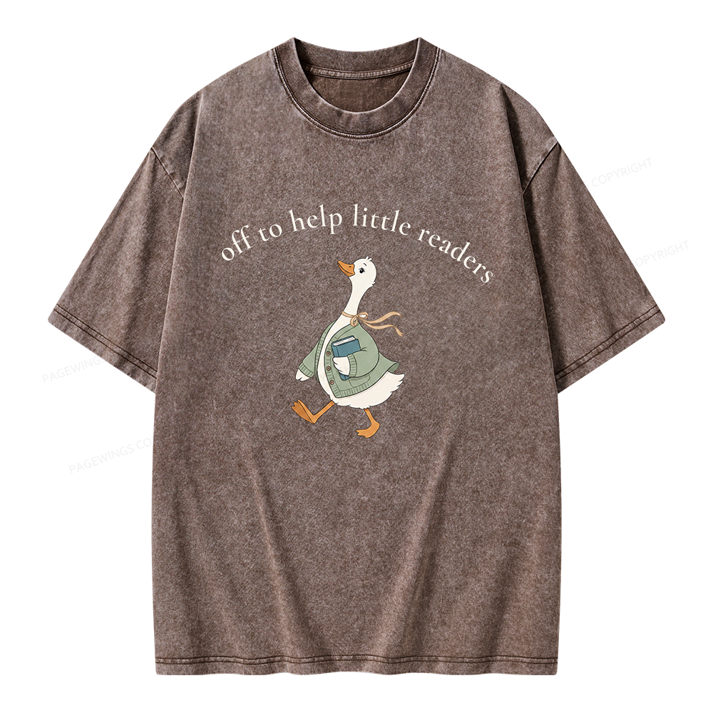 Pagewings Off To Help Little Readers Unisex Washed T-shirt