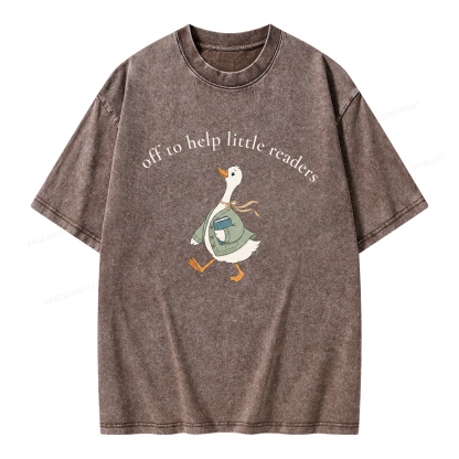 Pagewings Off To Help Little Readers Unisex Washed T-shirt