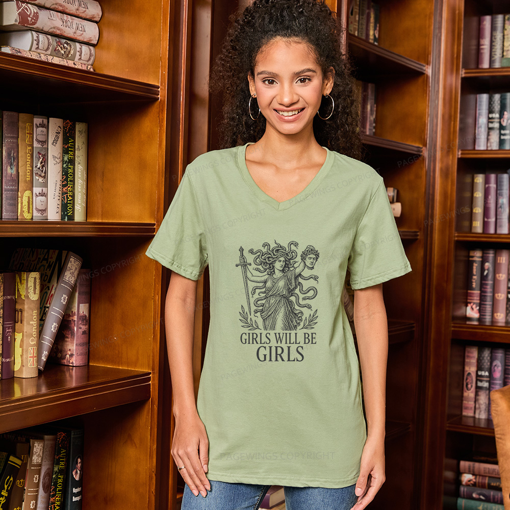 Pagewings Girls Will Be Girls V-neck T-shirt