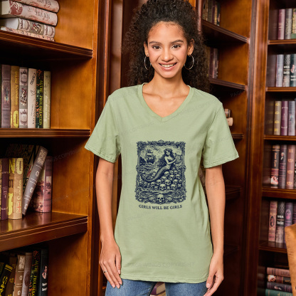 Pagewings Girls Will Be Girls V-neck T-shirt