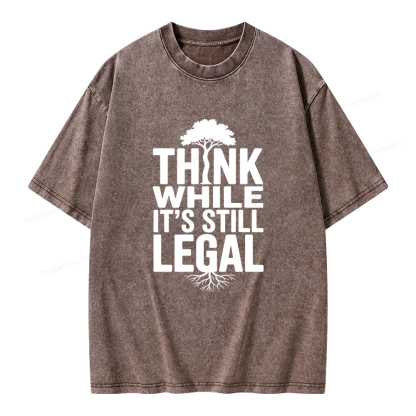 Pagewings Think While It's Still Legal Unisex Washed T-shirt