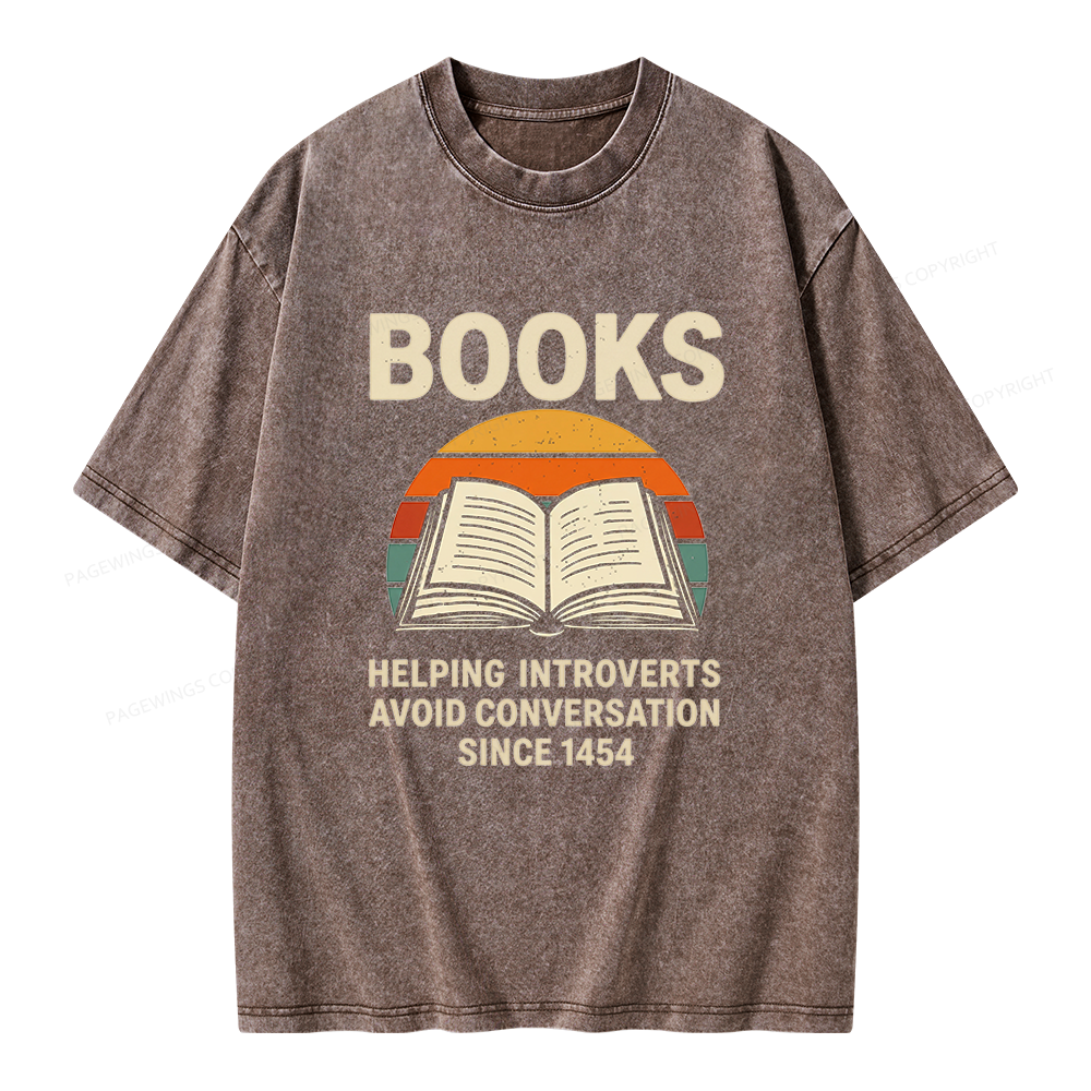 Pagewing Books Helping Introverts Avoid Conversation Unisex Washed T-shirt
