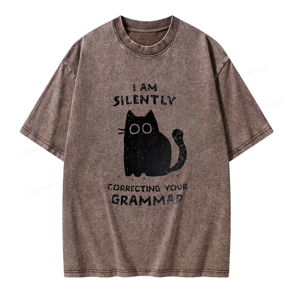 Pagewing Silently Correcting Your Grammar Unisex Washed T-shirt