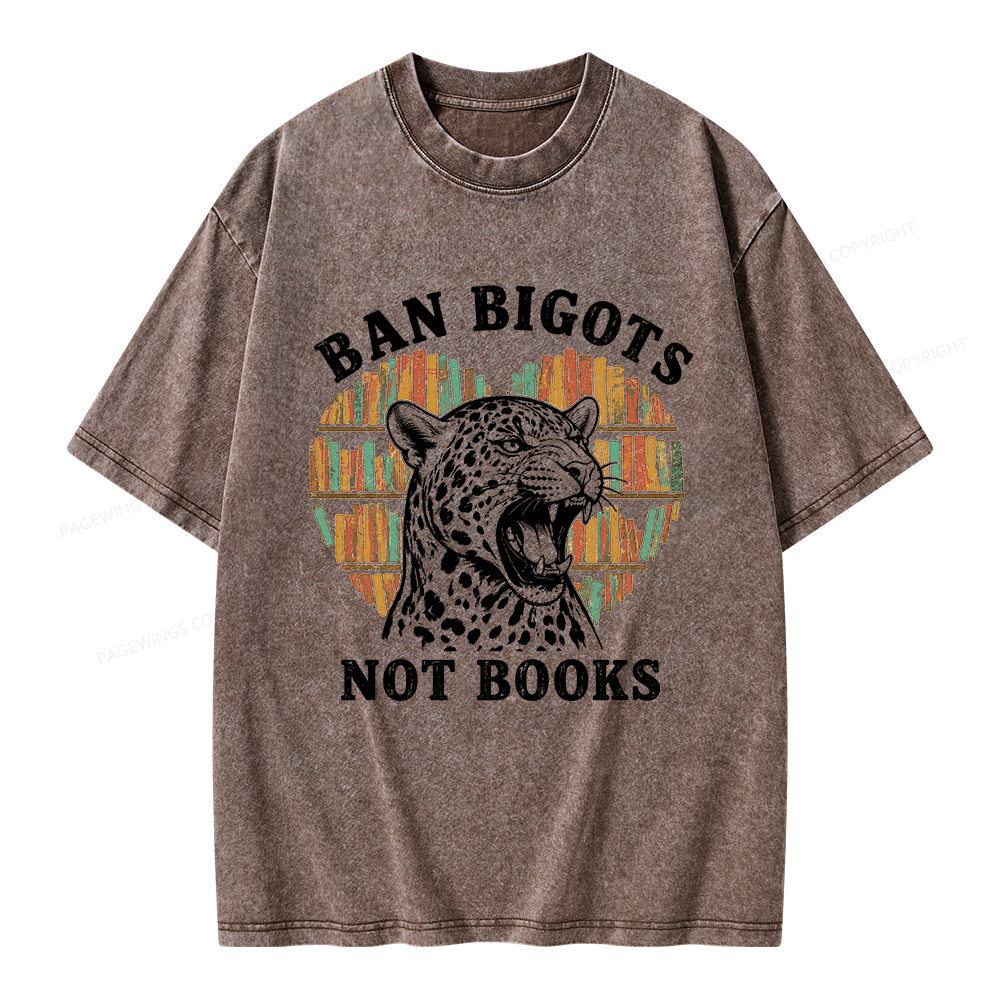 Pagewing Ban Bigots Not Books Unisex Washed T-shirt