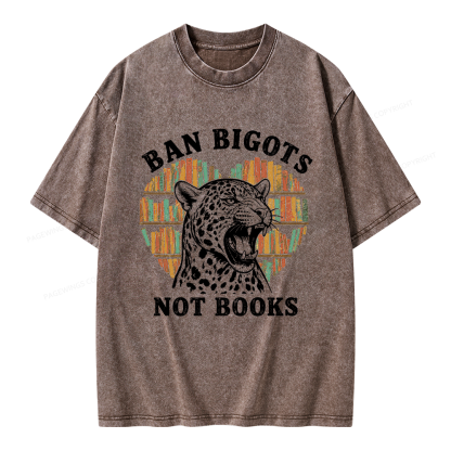 Pagewing Ban Bigots Not Books Unisex Washed T-shirt