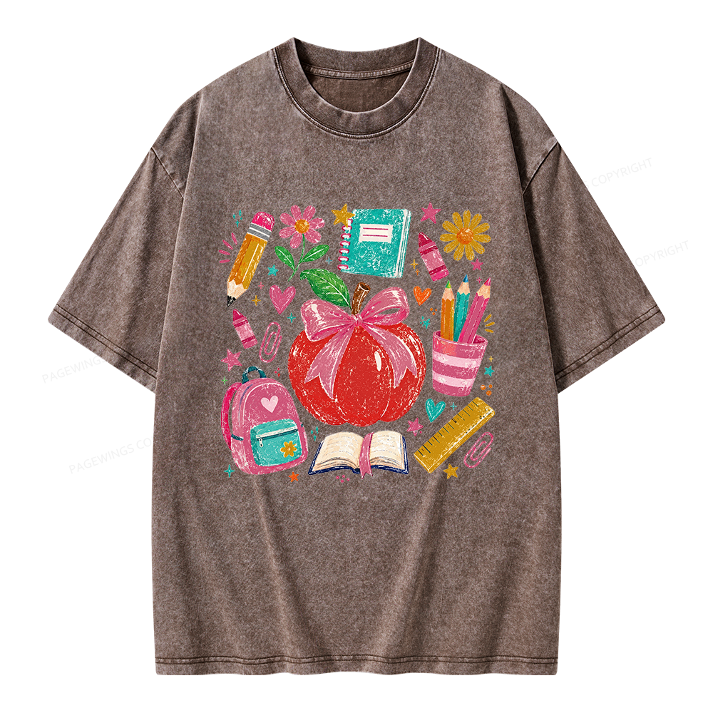 Pagewing Trendy Back to School Unisex Washed T-shirt