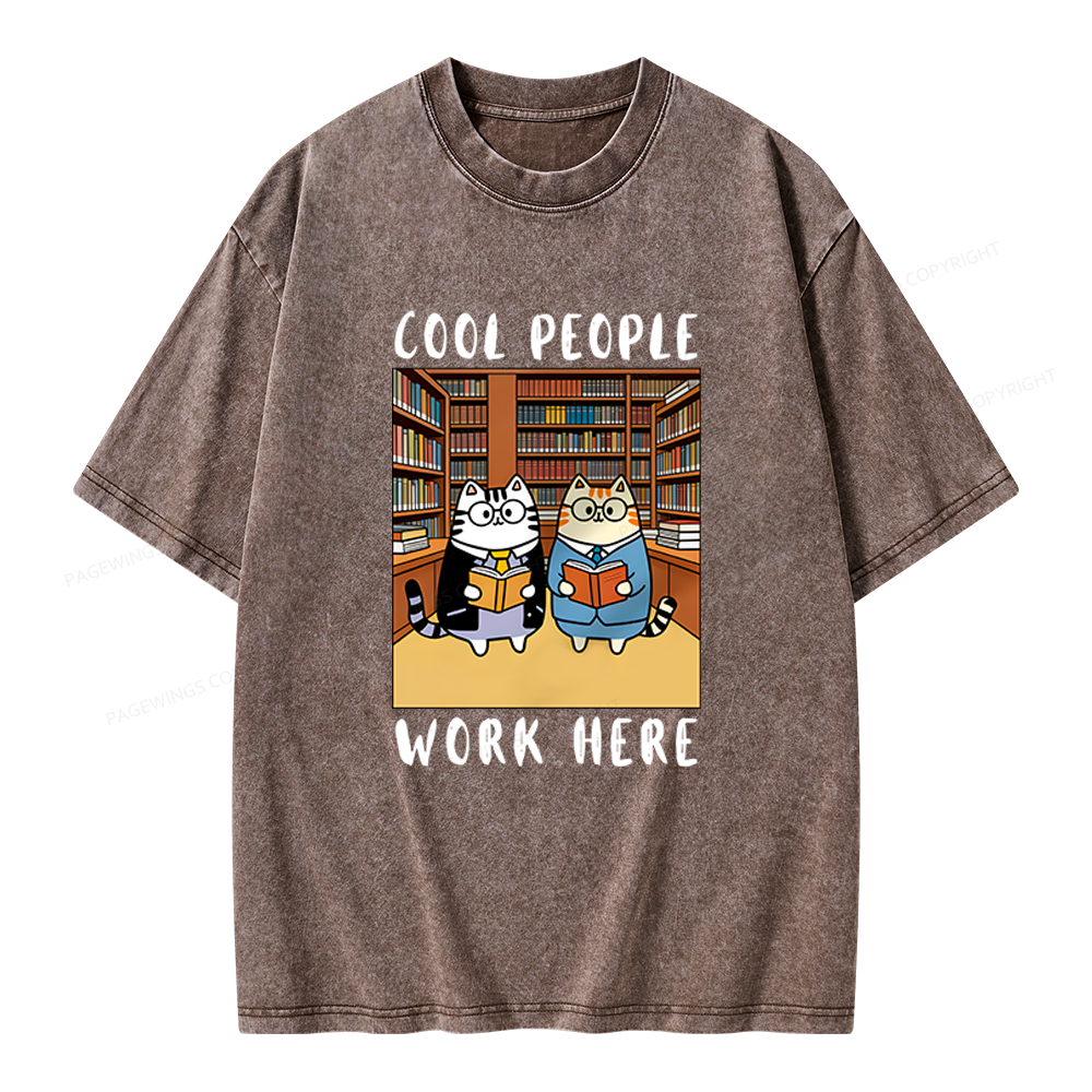 Pagewings Cool People Work Here Unisex Washed T-shirt