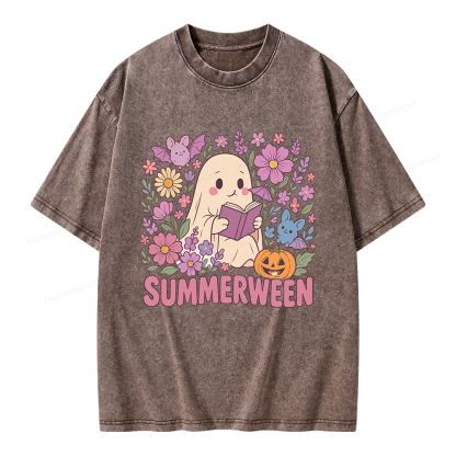 Pagewing Ghost Summerween Unisex Washed T-shirt