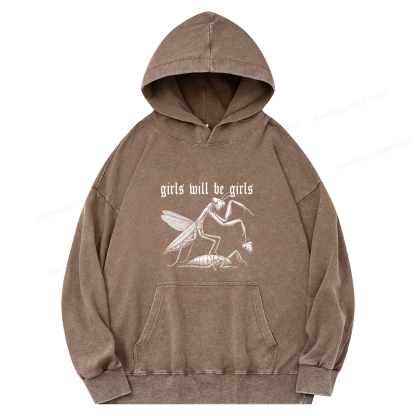 Pagewings Girls Will Be Girls Unisex Washed Hoodie