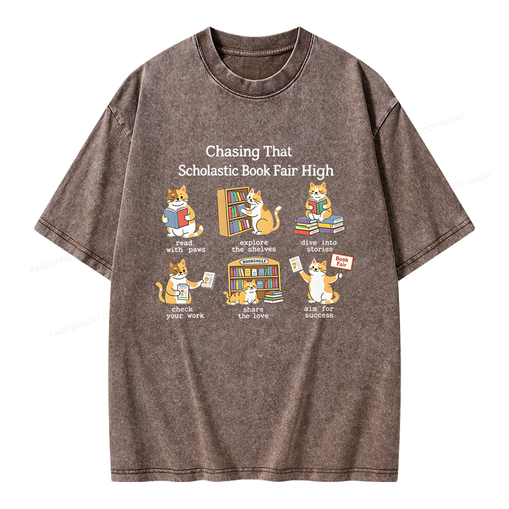 Pagewing Chasing That Scholastic Book Fair High Unisex Washed T-shirt