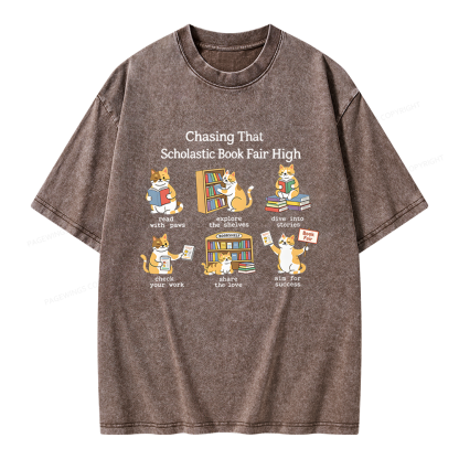 Pagewing Chasing That Scholastic Book Fair High Unisex Washed T-shirt
