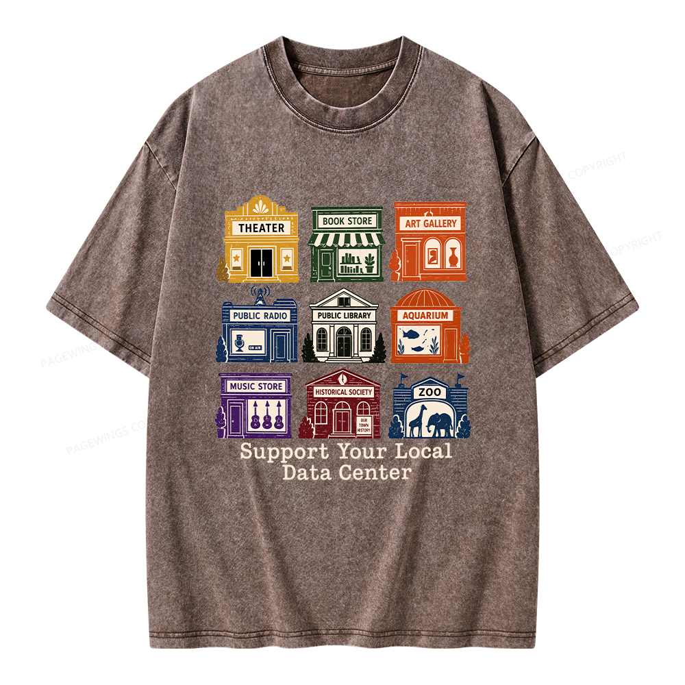 Pagewing Support Your Local Data Center Unisex Washed T-shirt