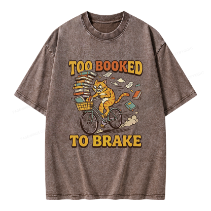 Pagewings Too Booked To Brake Unisex Washed T-shirt