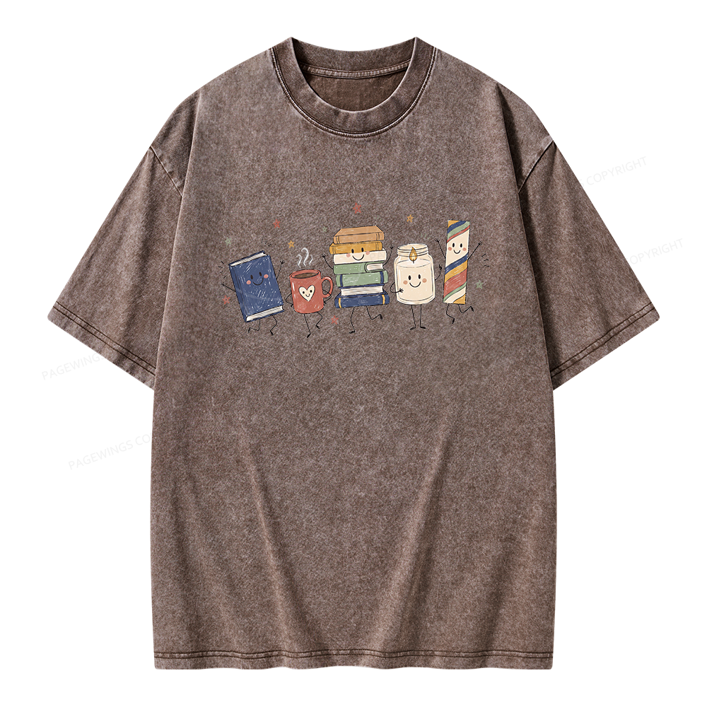 Pagewing Reading Doodle Unisex Washed T-shirt