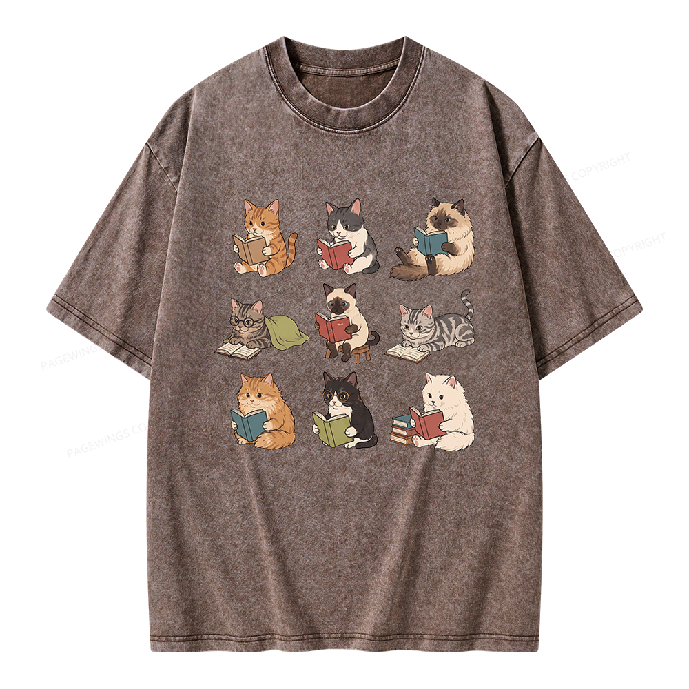 Pagewing Bookish Cat Unisex Washed T-shirt