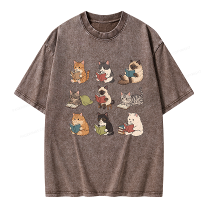 Pagewing Bookish Cat Unisex Washed T-shirt