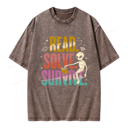 Pagewings Read Solve Survive Unisex Washed T-shirt