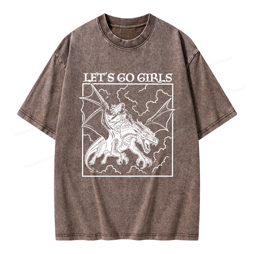 Pagewing Let's Go Girls Unisex Washed T-shirt