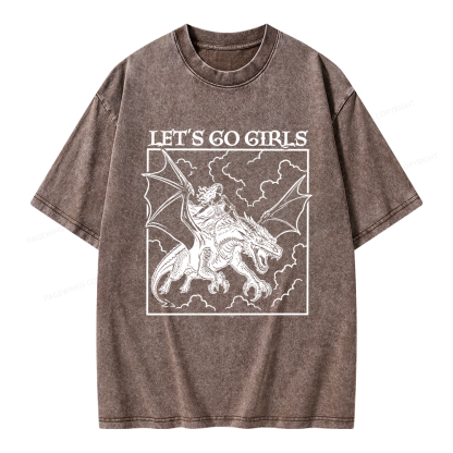 Pagewing Let's Go Girls Unisex Washed T-shirt