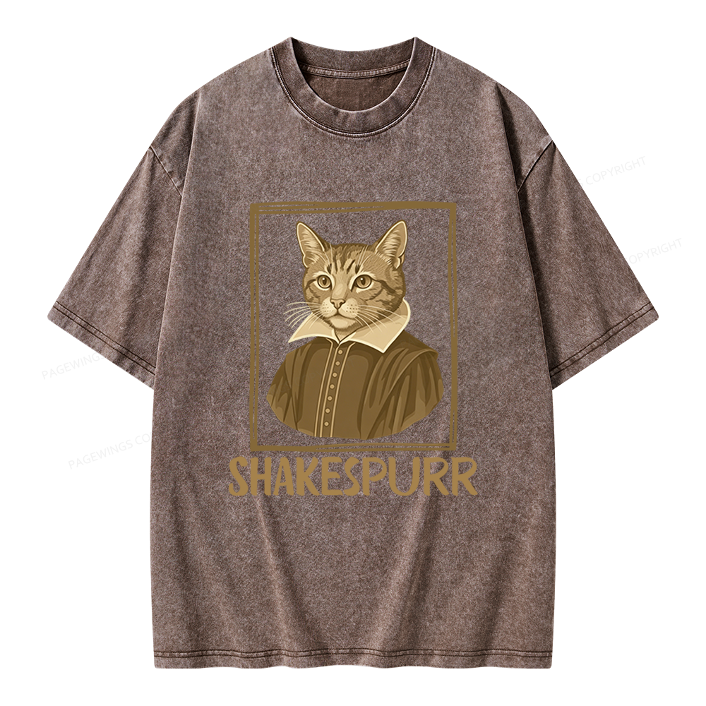 Pagewings Shakespurr Unisex Washed T-shirt