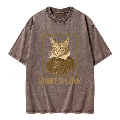 Pagewings Shakespurr Unisex Washed T-shirt