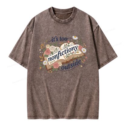 Pagewing Too Nonfictiony Outside Bookish Unisex Washed T-shirt