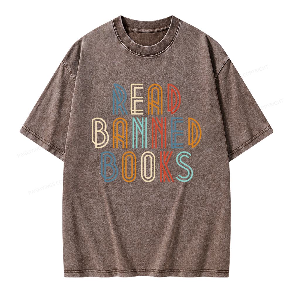 Pagewing Read Banned Books Unisex Washed T-shirt