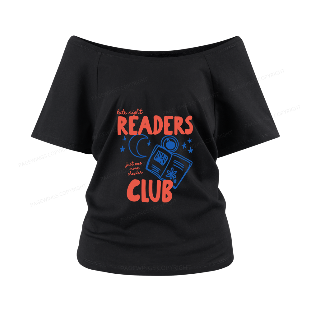 Pagewings Late Night Readers Club Women Off Shoulder T-shirts