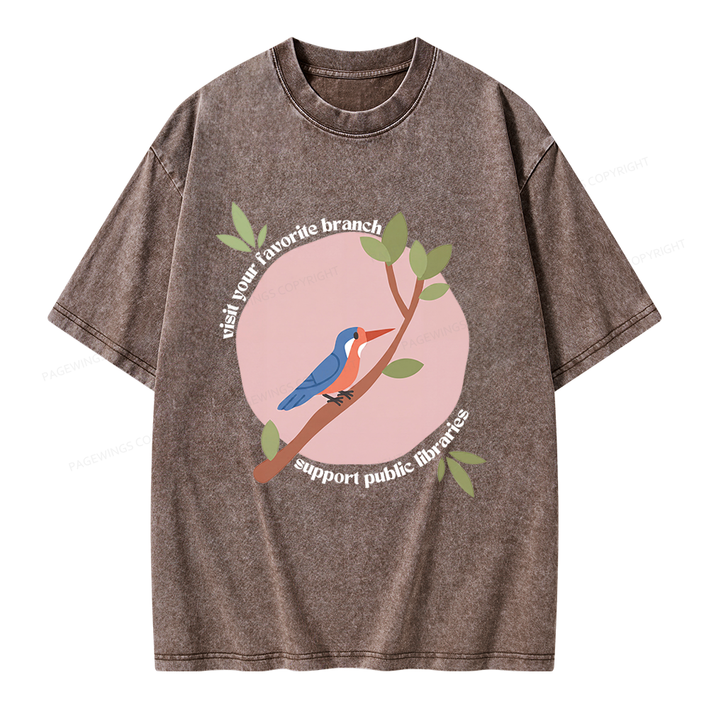 Pagewing Visit Your Favorite Branch Unisex Washed T-shirt