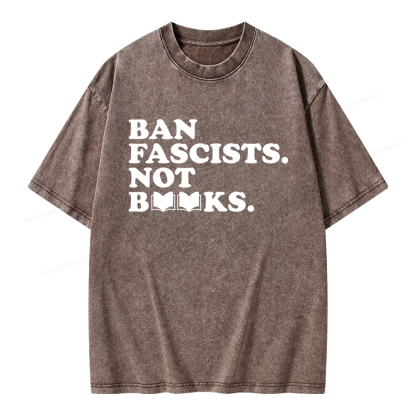 Pagewing Ban Fascists Not Books Unisex Washed T-shirt