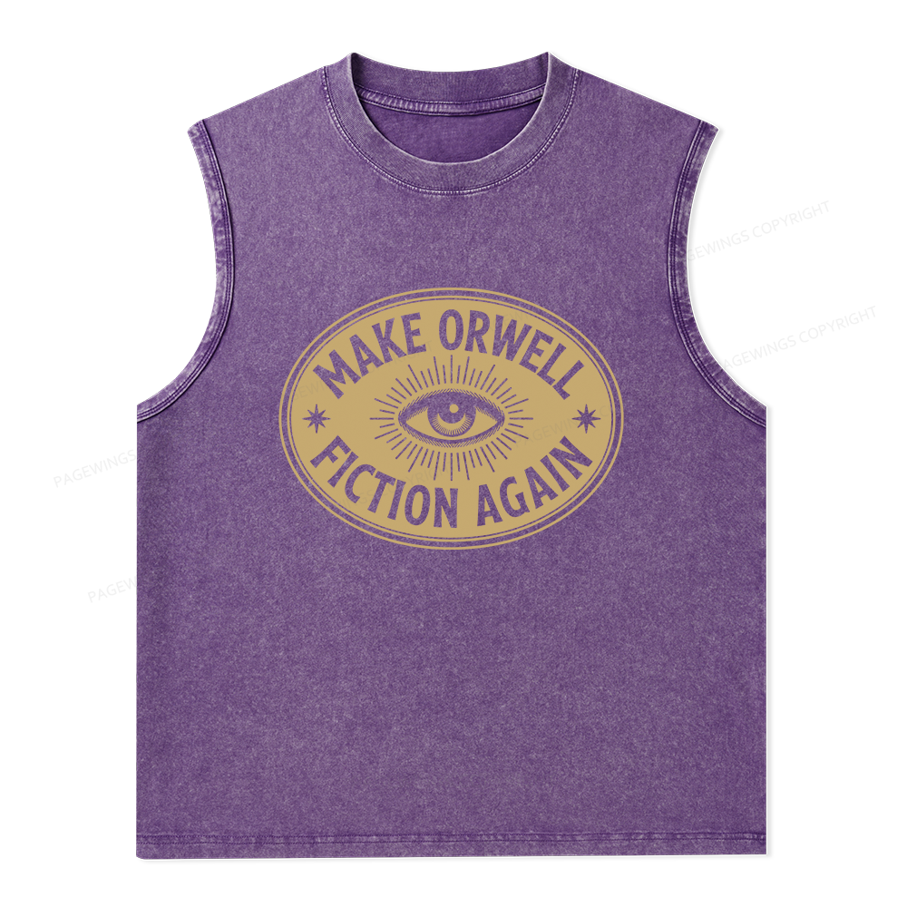 Pagewings Make Orwell Fiction Again13456 Bookish Unisex Washed Tank Top