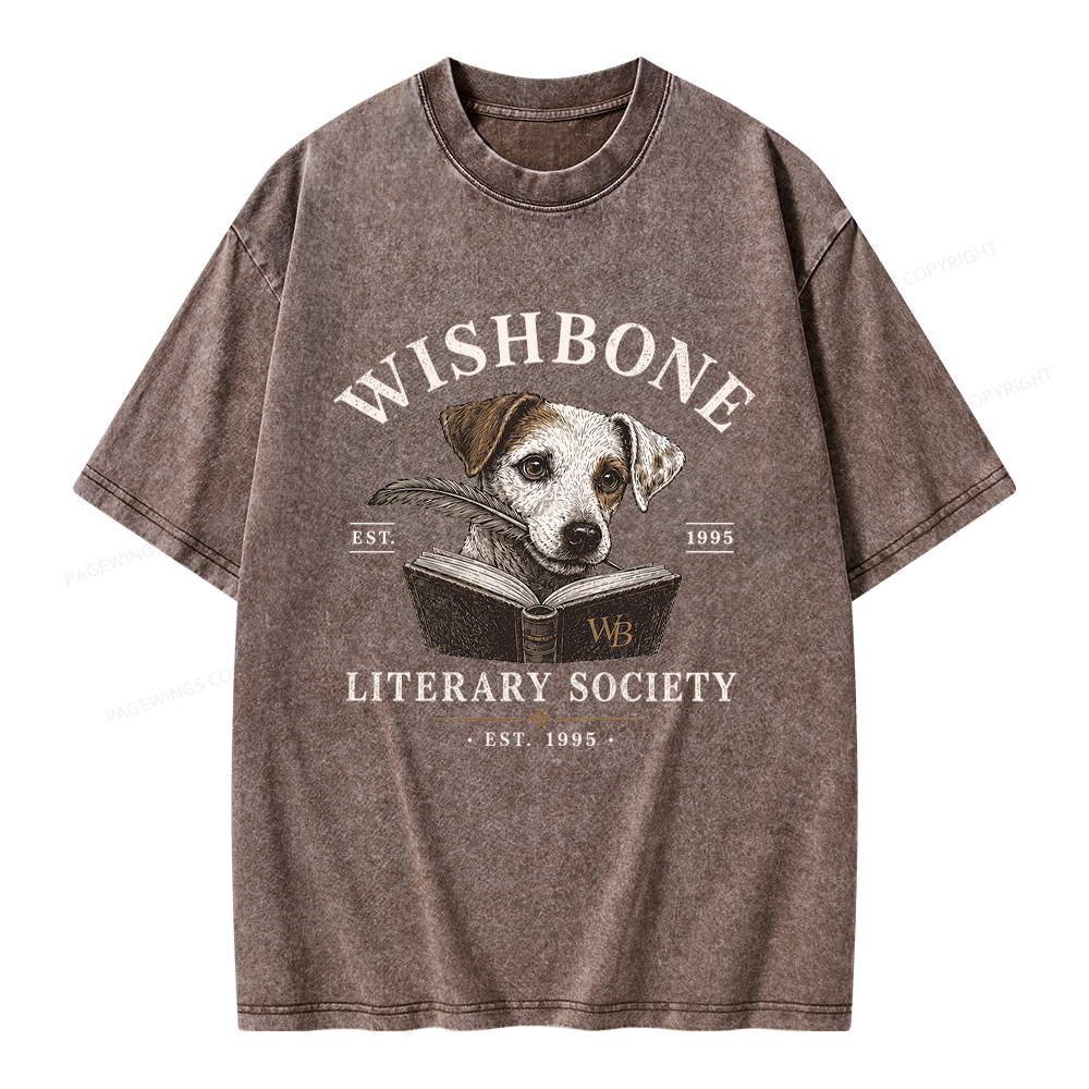 Pagewing Vintage Literary Society Unisex Washed T-shirt