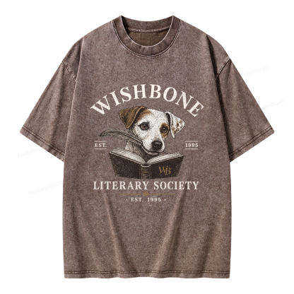 Pagewing Vintage Literary Society Unisex Washed T-shirt
